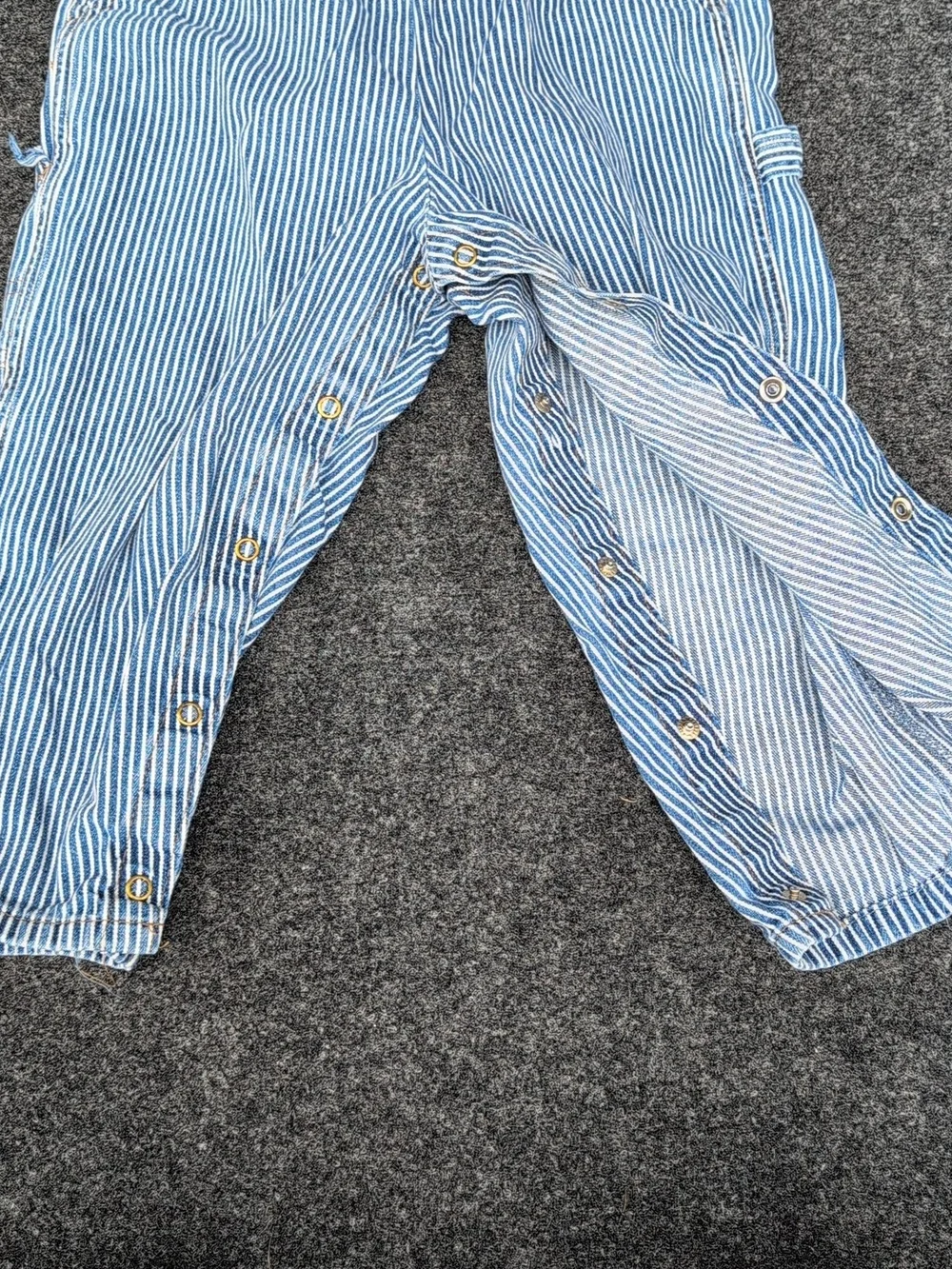 Vtg Osh Kosh BGosh Vestbak Coveralls Toddler Size 4T Blue White Striped Denim 90
